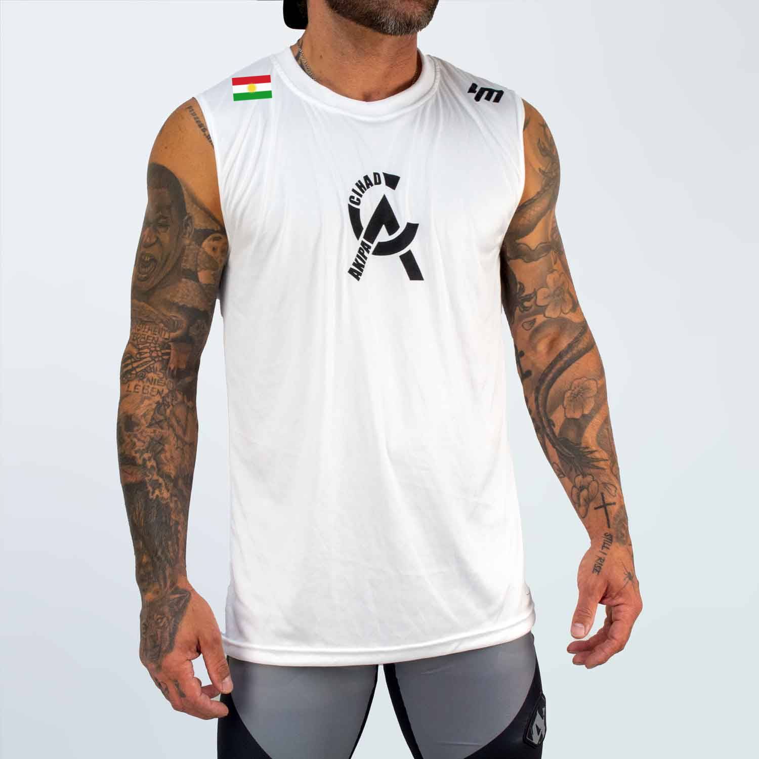 CIHAD AKIPA Tanktop weiß mit Kurdistan-Flagge - Akipa Merch